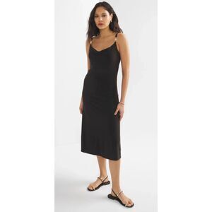 NWT White House Black Market Black Slip Dress Lined Midi Cowl Neck Sz. 6